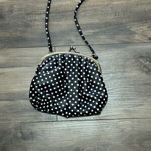 Mini Black and White Polka Dot Clutch/ Crossbody Bag